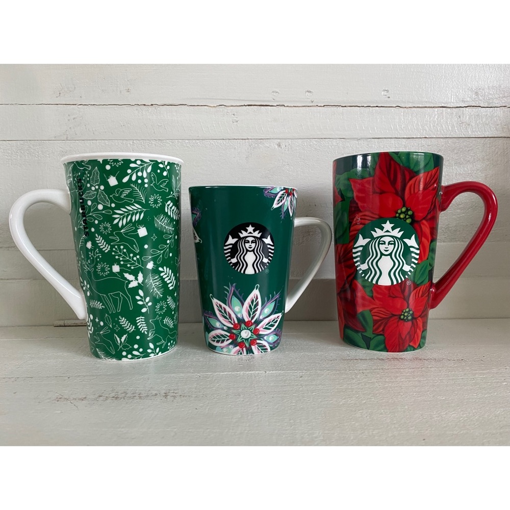 3-Set Starbucks Christmas Holiday Coffee Tea Mugs